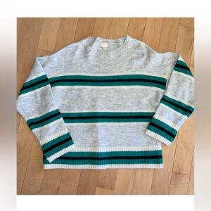 G.V.O. Boutique Striped Gray and Green Sweater size small